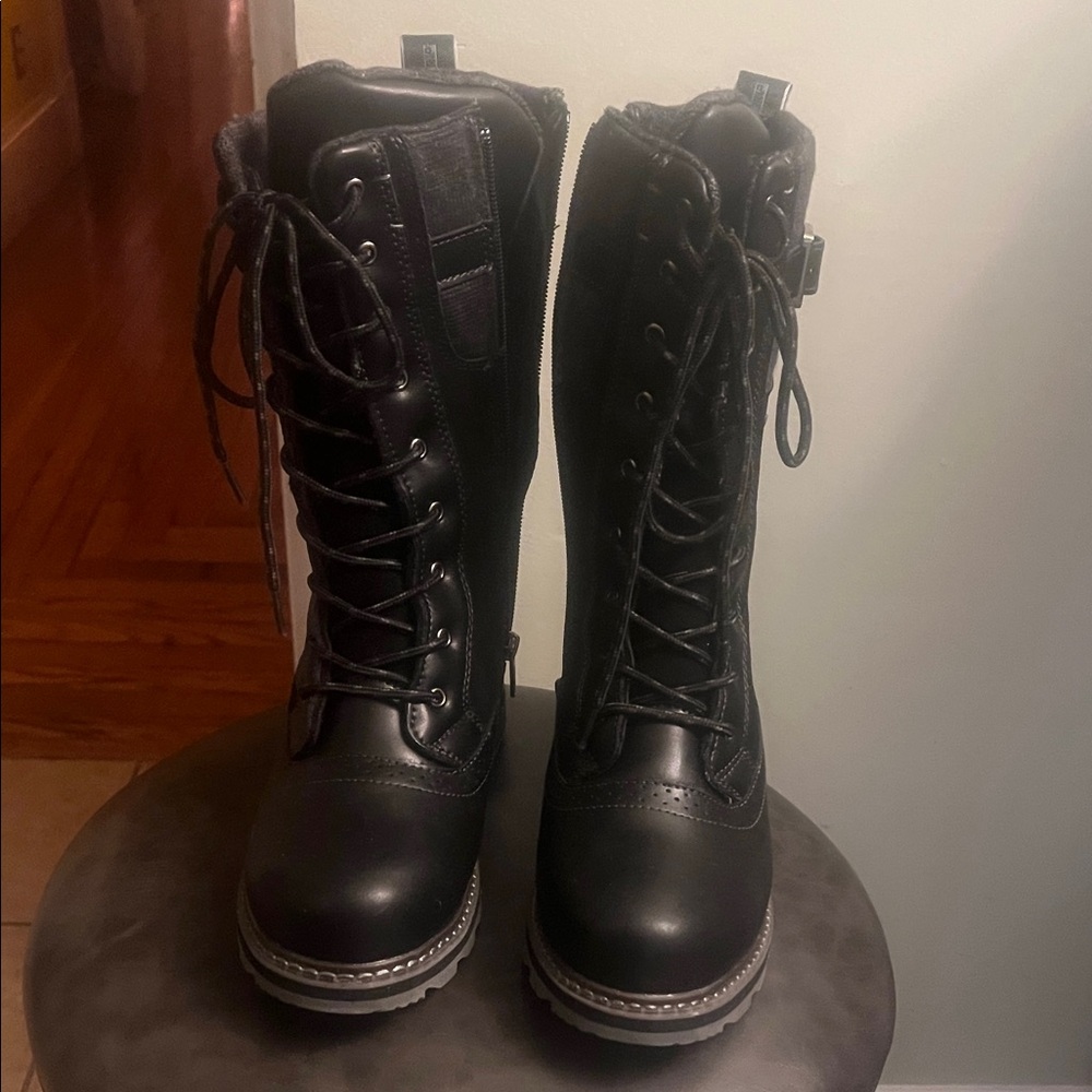 Black Lace-Up Combat Boots